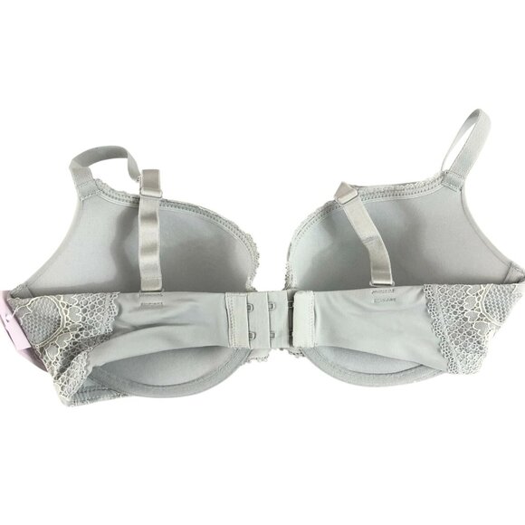 Auden Bra The Radiant Plunge Push-Up Lace Trim Gray 32D - Picture 2 of 5